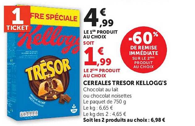 1 TICKET FRE SPÉCIALE Kellogg's TRÉSOR