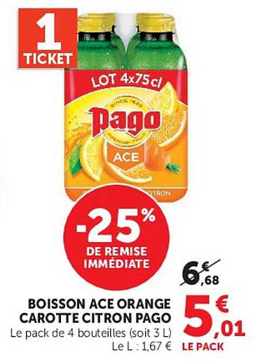 1 TICKET LOT 4x75cl Pago ACE