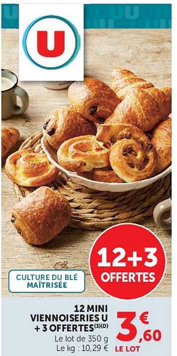 12 MINI VIENNOISERIES U + 3 OFFERTES