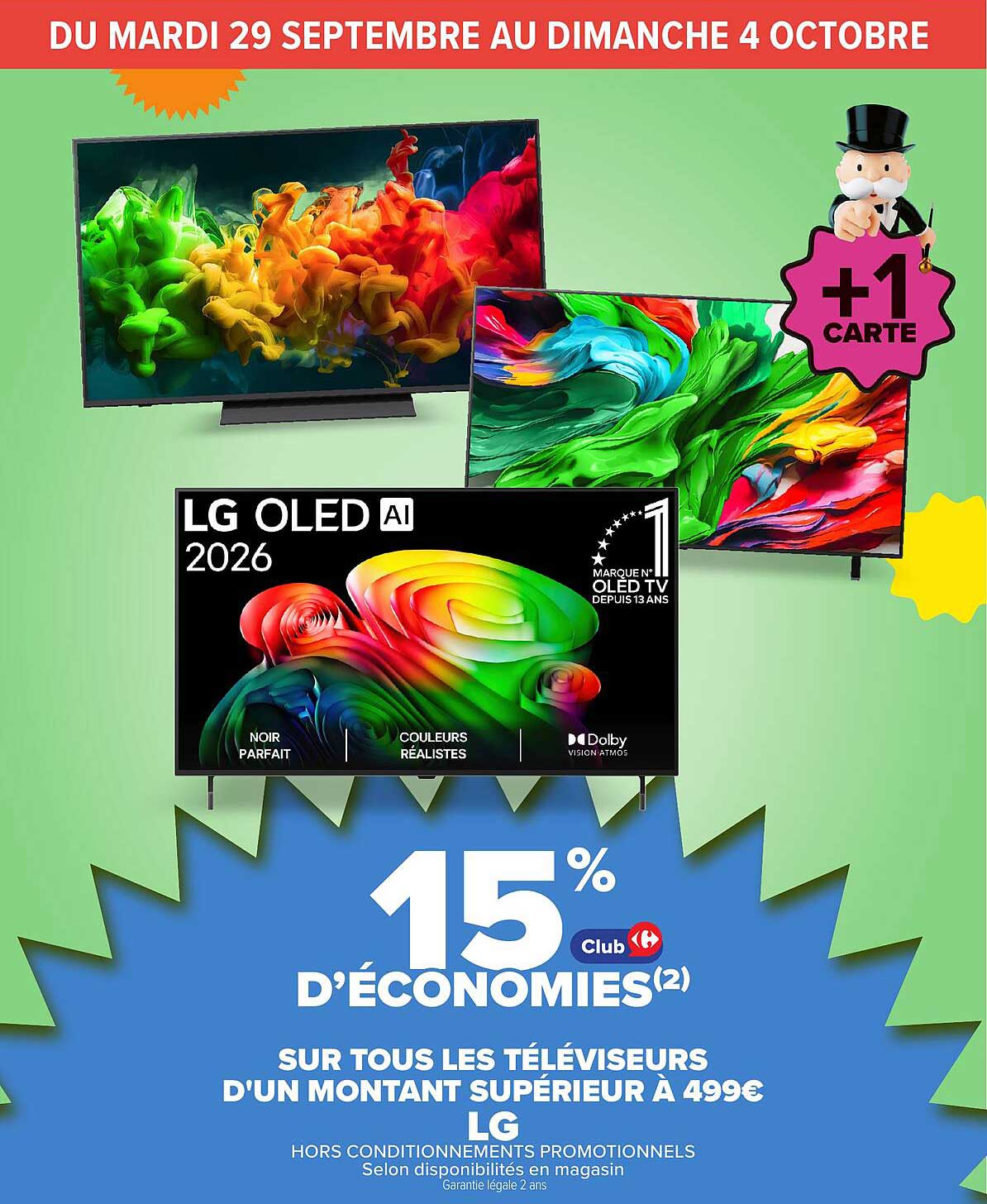 15% Club D’ÉCONOMIES(2) SUR TOUS LES TÉLÉVISEURS D’UN MONTANT SUPÉRIEUR À 499€
