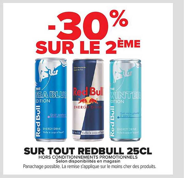 -30% SUR LE 2ÈME SUR TOUT REDBULL 25CL