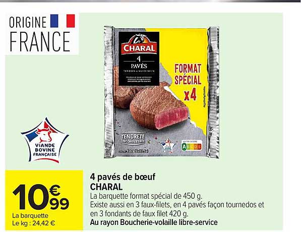 4 pavés de boeuf CHARAL