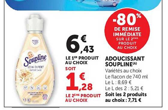 -80% de remise immédiate sur le 2e produit au choix