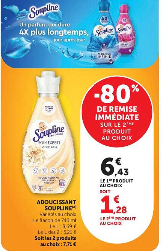 ADOUCISSANT SOUPLINE(A) Variétés au choix Le flacon de 740 ml