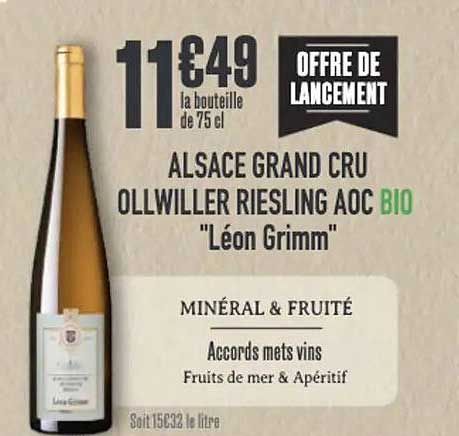 ALSACE GRAND CRU OLLWILLER RIESLING AOC BIO "Léon Grimm"