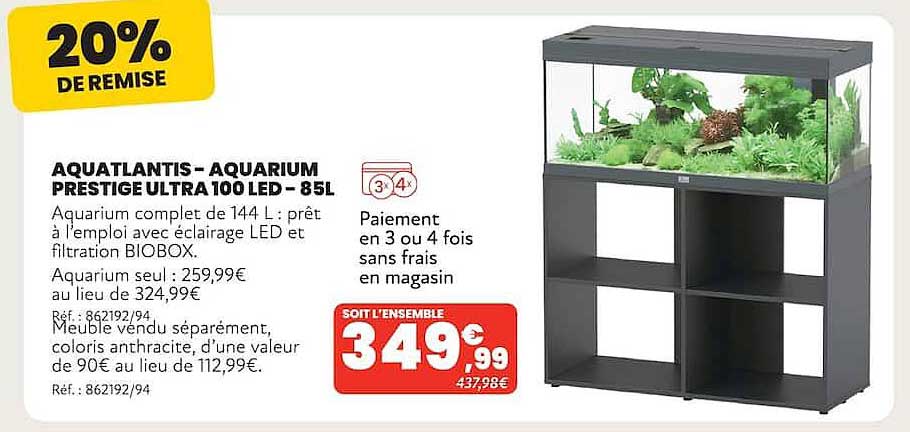 AQUATLANTIS - AQUARIUM PRESTIGE ULTRA 100 LED - 85L