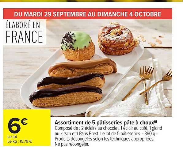 Assortiment de 5 pâtisseries pâte à choux