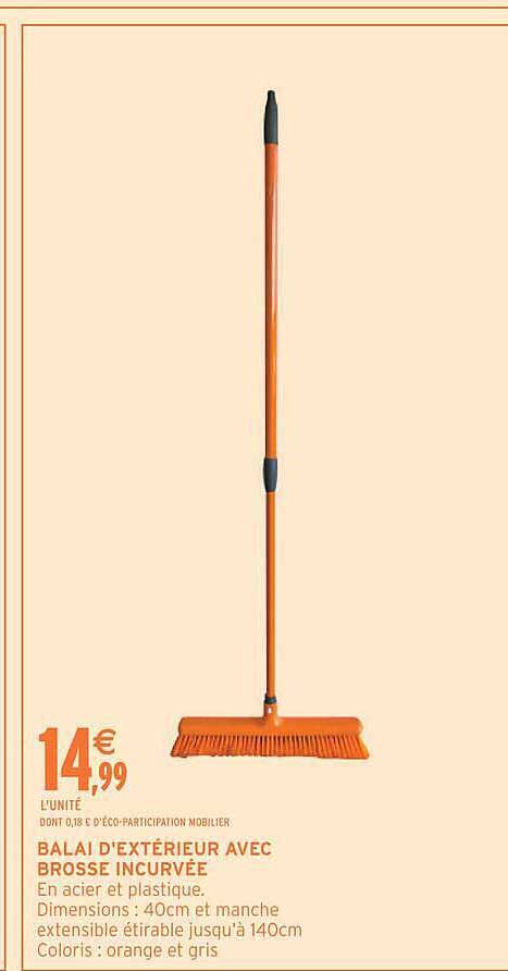 BALAI D'EXTÉRIEUR AVEC BROSSE INCURVÉE