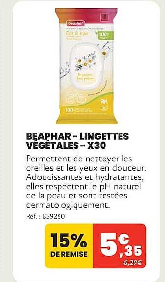 BEAPHAR – LINGETTES VÉGÉTALES – X30