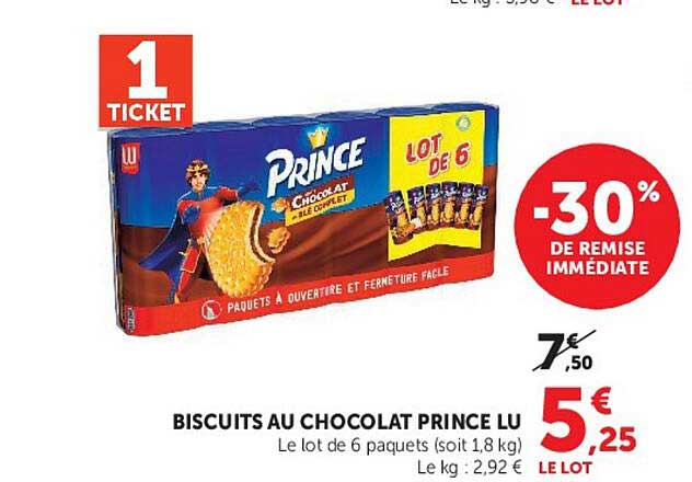 BISCUITS AU CHOCOLAT PRINCE LU