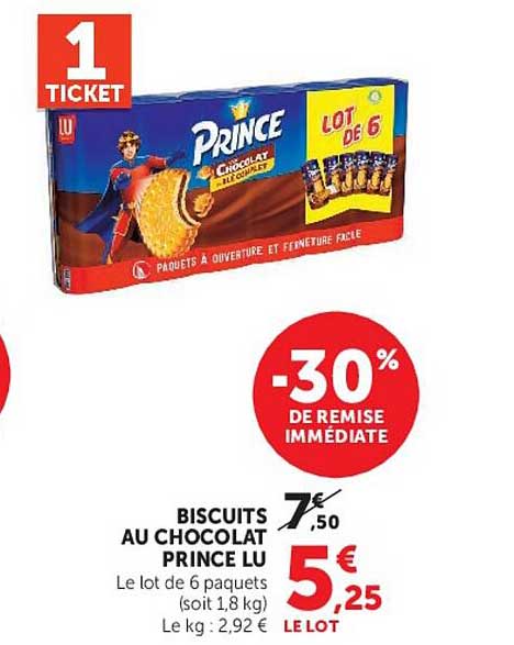 BISCUITS AU CHOCOLAT PRINCE LU