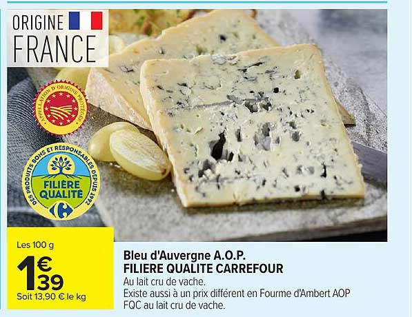 Bleu d'Auvergne A.O.P. FILIERE QUALITE CARREFOUR