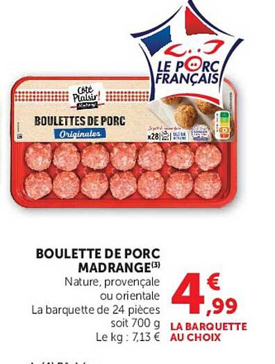 BOULETTE DE PORC MADRANGE Nature, provençale ou orientale