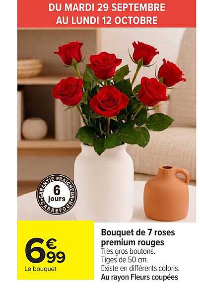 Bouquet de 7 roses premium rouges
