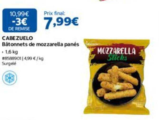 Cabezuelo Bâtonnets de mozzarella panés