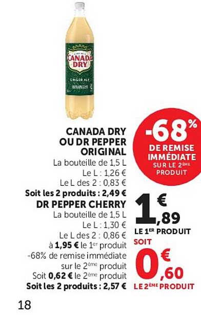 CANADA DRY OU DR PEPPER ORIGINAL