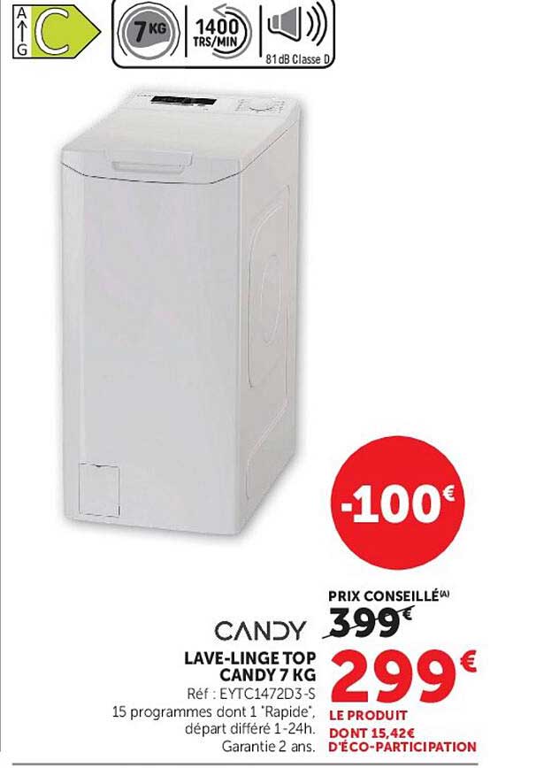 CANDY LAVE-LINGE TOP CANDY 7 KG