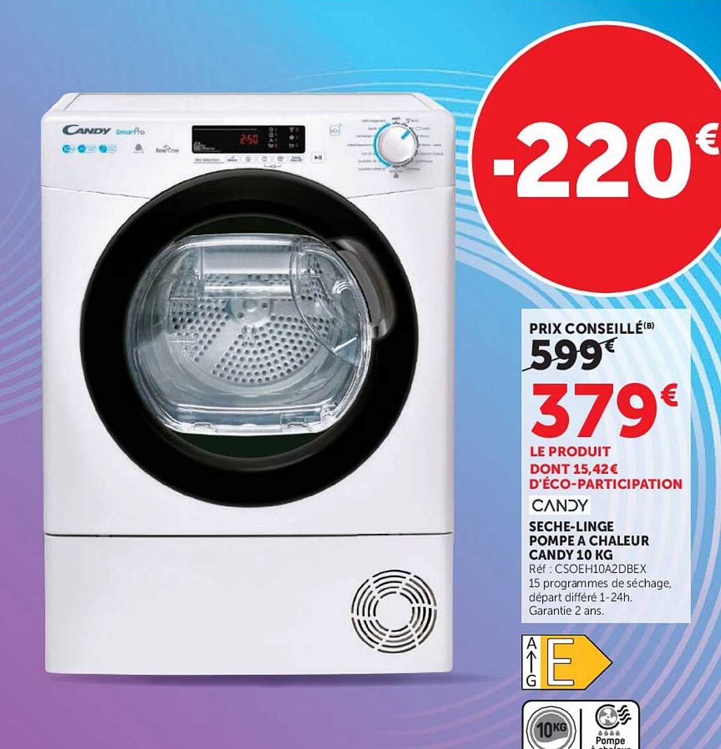 CANDY SECHE-LINGE POMPE A CHALEUR CANDY 10 KG