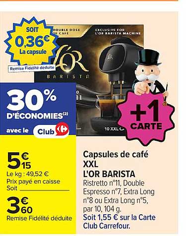 Capsules de café XXL L'OR BARISTA