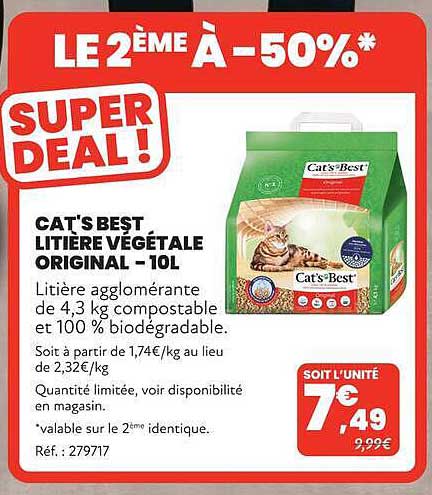 CAT'S BEST LITIÈRE VÉGÉTALE ORIGINAL - 10L