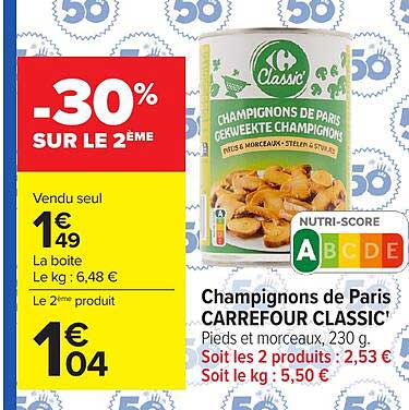 Champignons de Paris CARREFOUR CLASSIC'