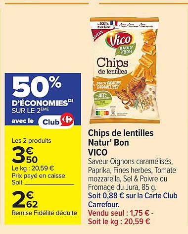 Chips de lentilles Natur' Bon VICO