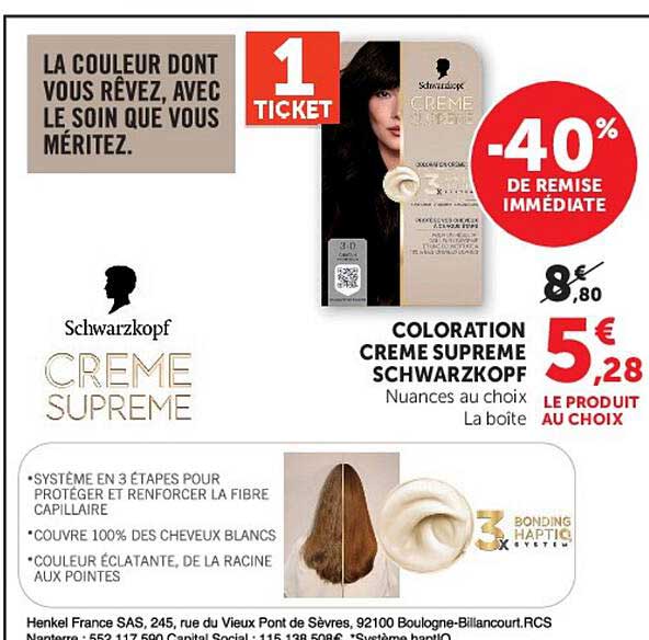 COLORATION CREME SUPREME SCHWARZKOPF