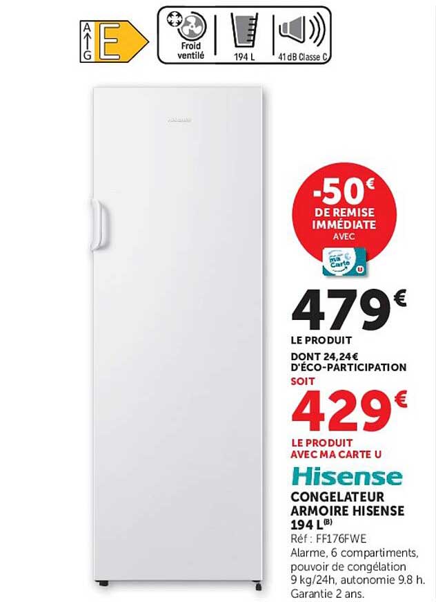 CONGELATEUR ARMOIRE HISENSE 194 L (B)