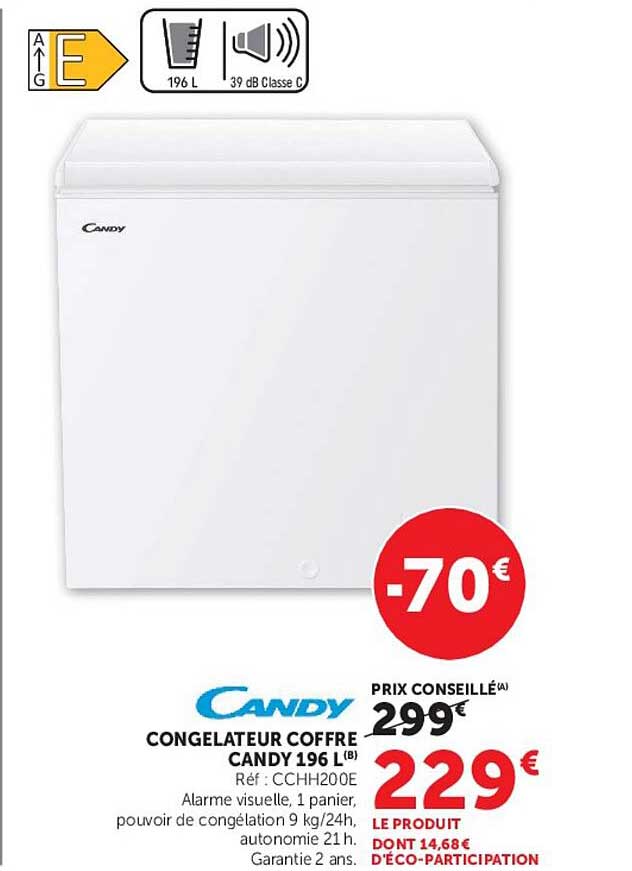 CONGELATEUR COFFRE CANDY 196 L