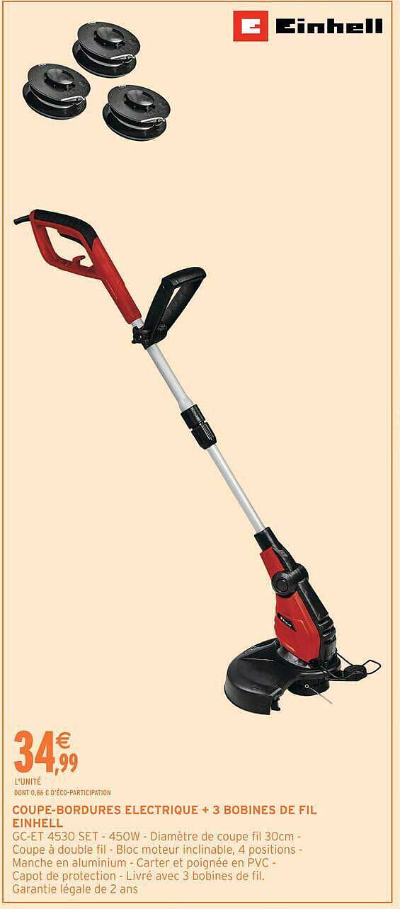 COUPE-BORDURES ELECTRIQUE + 3 BOBINES DE FIL EINHELL