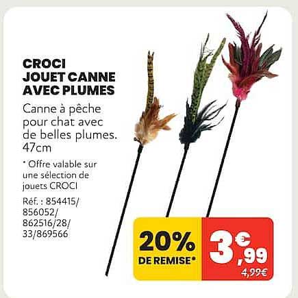 CROCI JOUET CANNE AVEC PLUMES