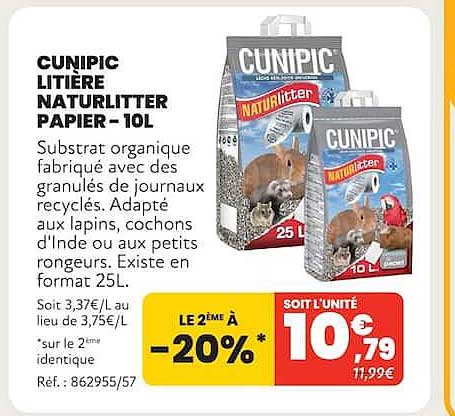 CUNIPIC LITIÈRE NATURLITTER PAPIER -10L