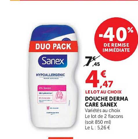 DUO PACK Sanex – DOUCHE DERMA CARE SANEX