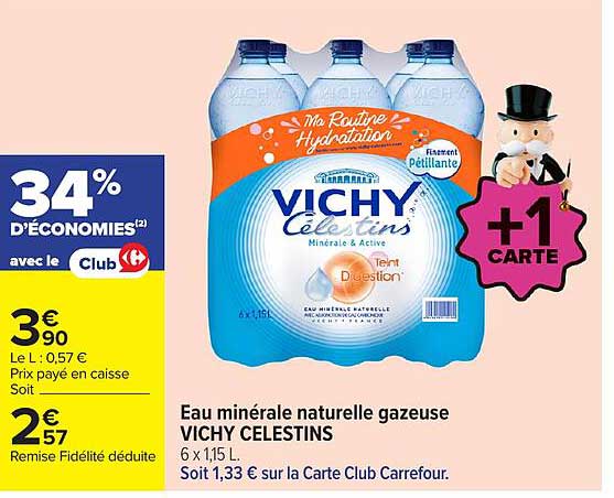 Eau minérale naturelle gazeuse VICHY CELESTINS