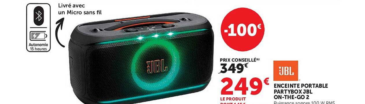 ENCEINTE PORTABLE PARTYBOX JBL ON-THE-GO 2