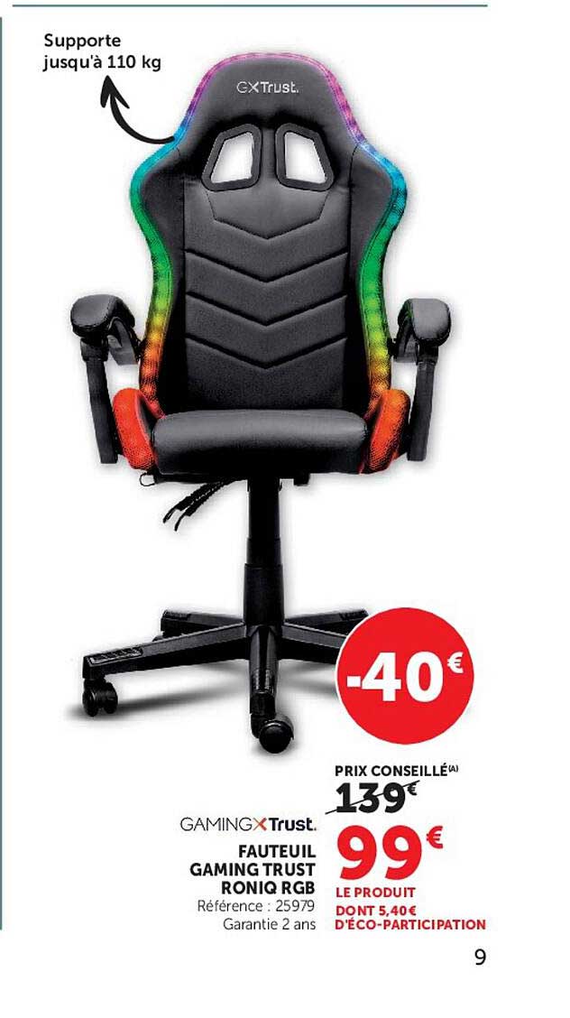 FAUTEUIL GAMING TRUST RONIQ RGB
