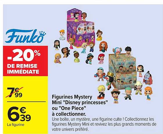 Figurines Mystery Mini "Disney princesses" ou "One Piece" à collectionner.
