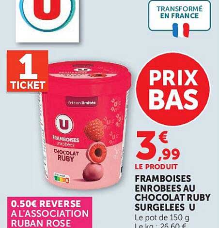 FRAMBOISES ENROBEES AU CHOCOLAT RUBY SURGELEES U