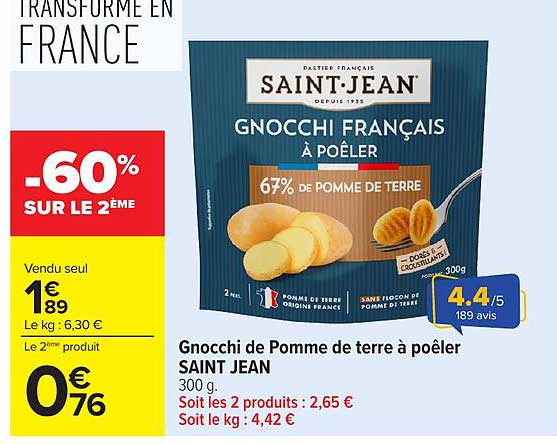 Gnocchi de Pomme de terre à poêler SAINT JEAN 300 g