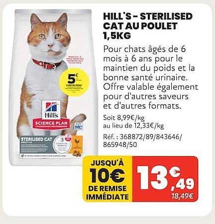 HILL’S - STERILISED CAT AU POULET 1,5KG