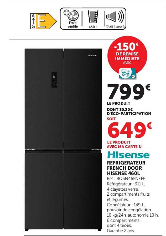 Hisense Réfrigérateur French Door Hisense 460L