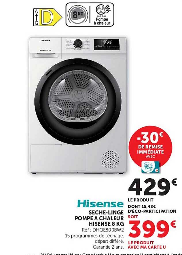 Hisense SÈCHE-LINGE POMPE A CHALEUR HISENSE 8 KG