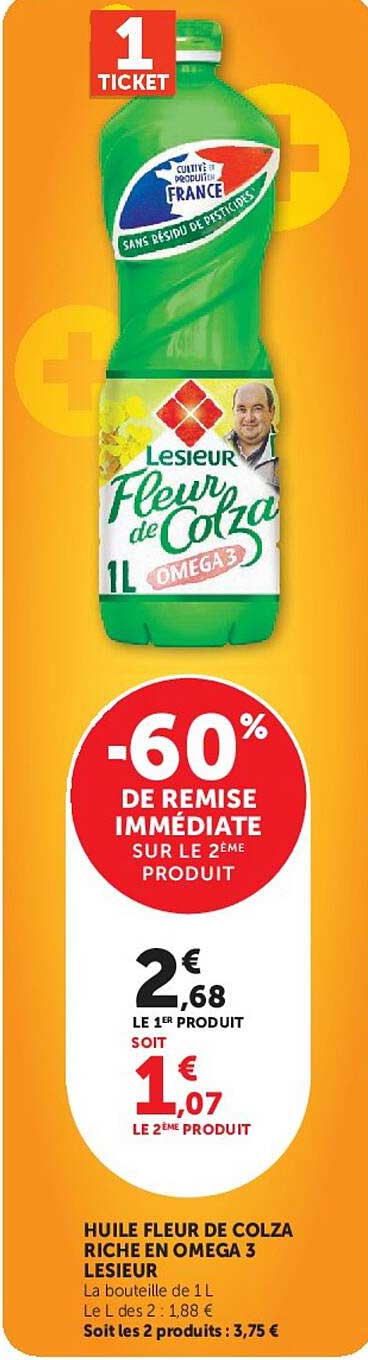 HUILE FLEUR DE COLZA RICHE EN OMEGA 3 LESIEUR