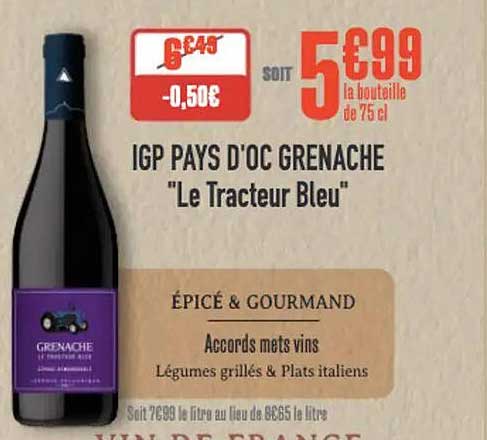 IGP PAYS D'OC GRENACHE "Le Tracteur Bleu"