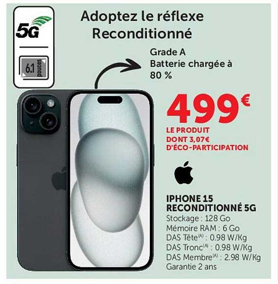 IPHONE 15 RECONDITIONNÉ 5G