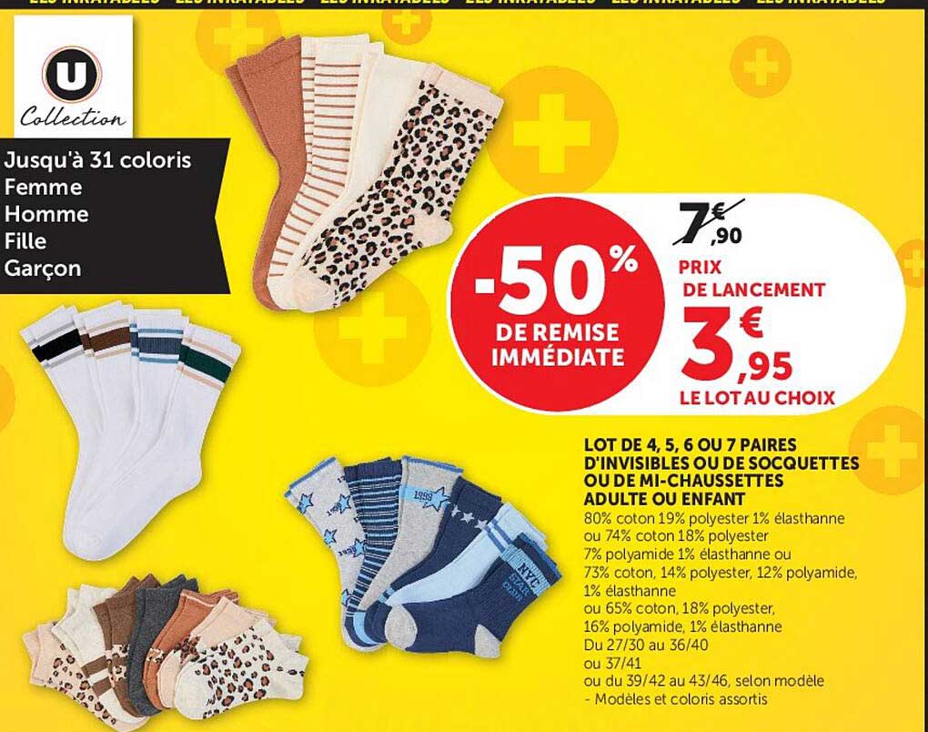 Jusqu'à 31 coloris Femme Homme Fille Garçon