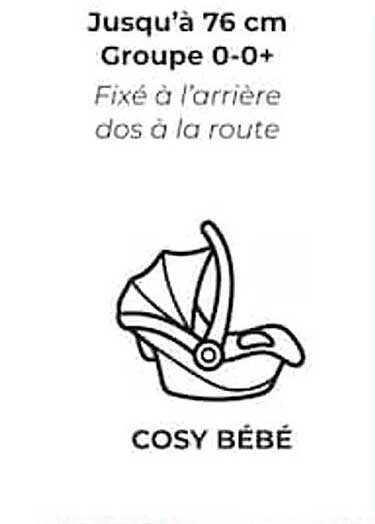 Jusqu'à 76 cm Groupe 0-0+ Fixé à l'arrière dos à la route COSY BÉBÉ