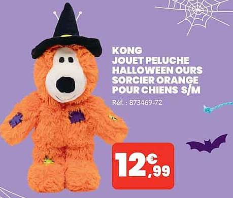 KONG JOUET PELUCHE HALLOWEEN OURS SORCIER ORANGE POUR CHIENS S/M