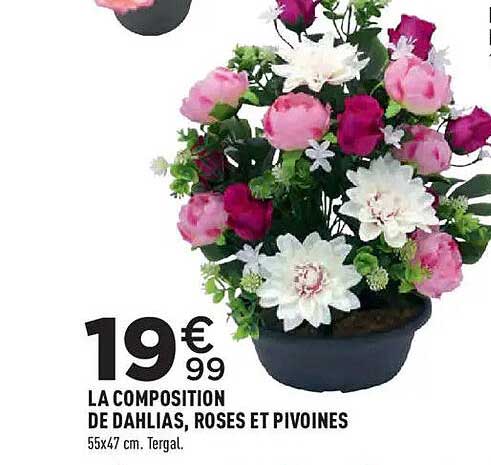 LA COMPOSITION DE DAHLIAS, ROSES ET PIVOINES