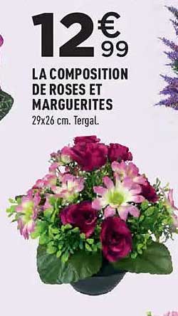 LA COMPOSITION DE ROSES ET MARGUERITES